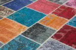 Patchwork Multi Pamuk Üzerine Yün El Dokuma Kilim-278x366 - Görsel 5