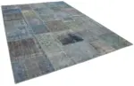 Patchwork Mavi Pamuk Üzerine Yün El Dokuma Kilim-251x354 - Görsel 2