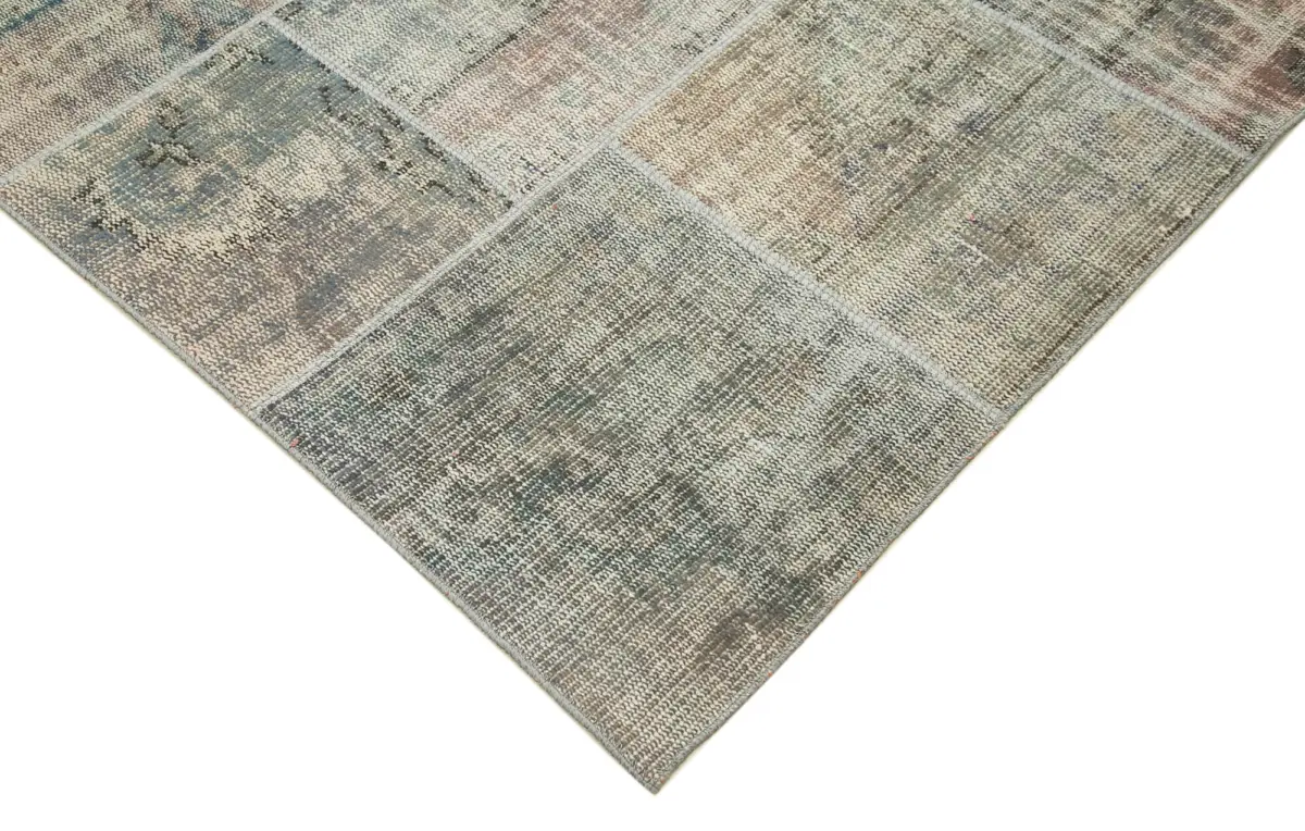Patchwork Gri Pamuk Üzerine Yün El Dokuma Kilim-258x352 - Görsel 4
