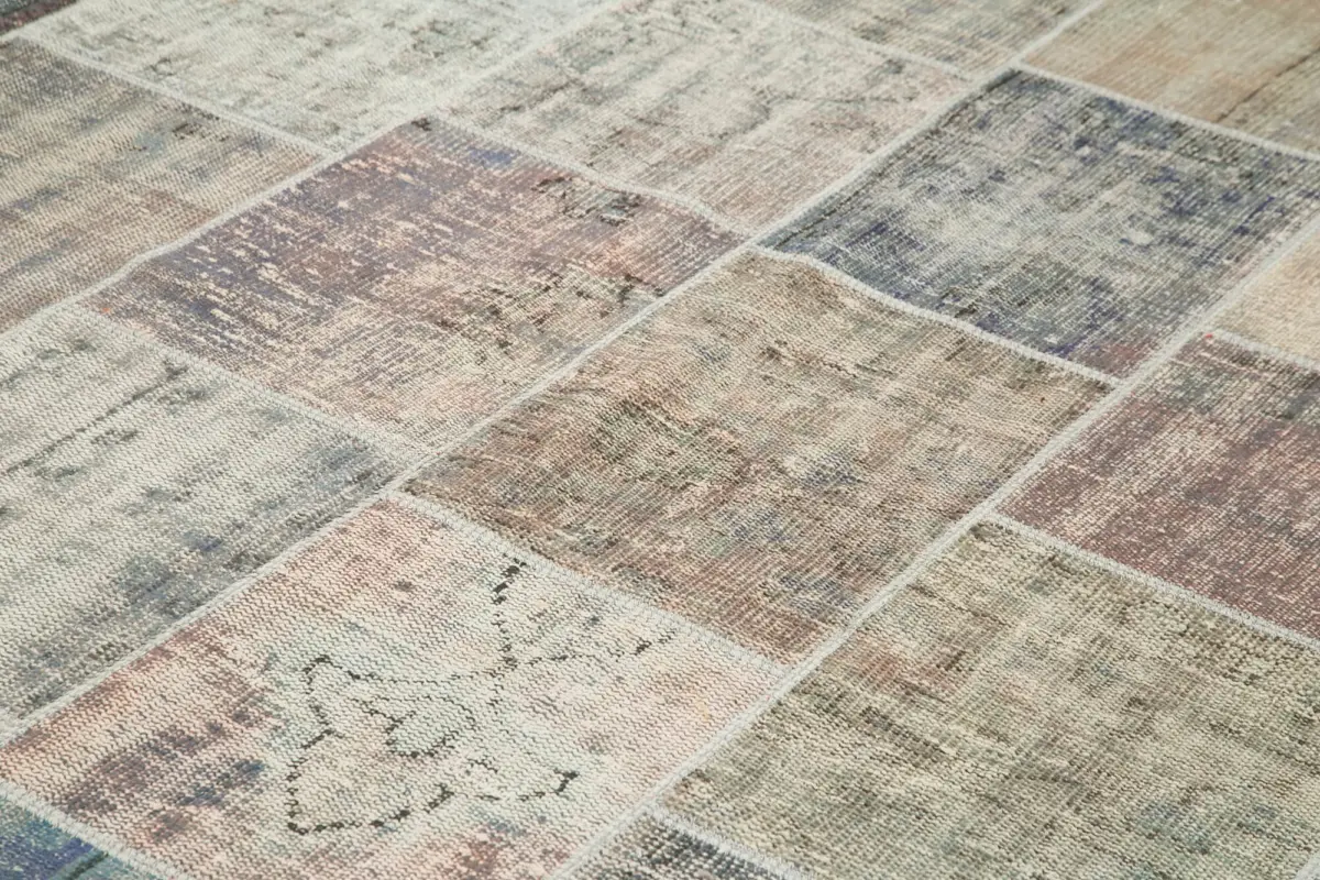 Patchwork Gri Pamuk Üzerine Yün El Dokuma Kilim-258x352 - Görsel 5