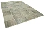 Patchwork Gri Pamuk Üzerine Yün El Dokuma Kilim-250x350 - Görsel 2
