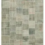 Patchwork Gri Pamuk Üzerine Yün El Dokuma Kilim-256x348