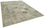 Patchwork Gri Pamuk Üzerine Yün El Dokuma Kilim-256x348 - Görsel 2