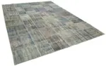 Patchwork Mavi Pamuk Üzerine Yün El Dokuma Kilim-251x355 - Görsel 2