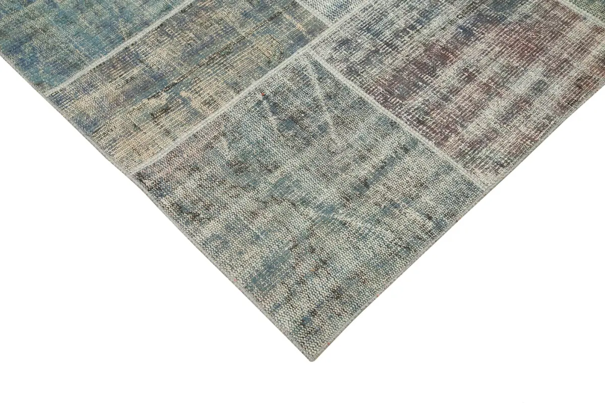 Patchwork Mavi Pamuk Üzerine Yün El Dokuma Kilim-251x355 - Görsel 4