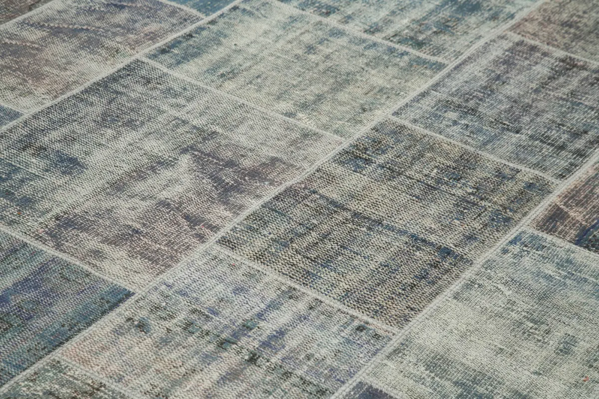 Patchwork Mavi Pamuk Üzerine Yün El Dokuma Kilim-251x355 - Görsel 5
