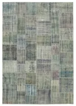 Patchwork Mavi Pamuk Üzerine Yün El Dokuma Kilim-250x357
