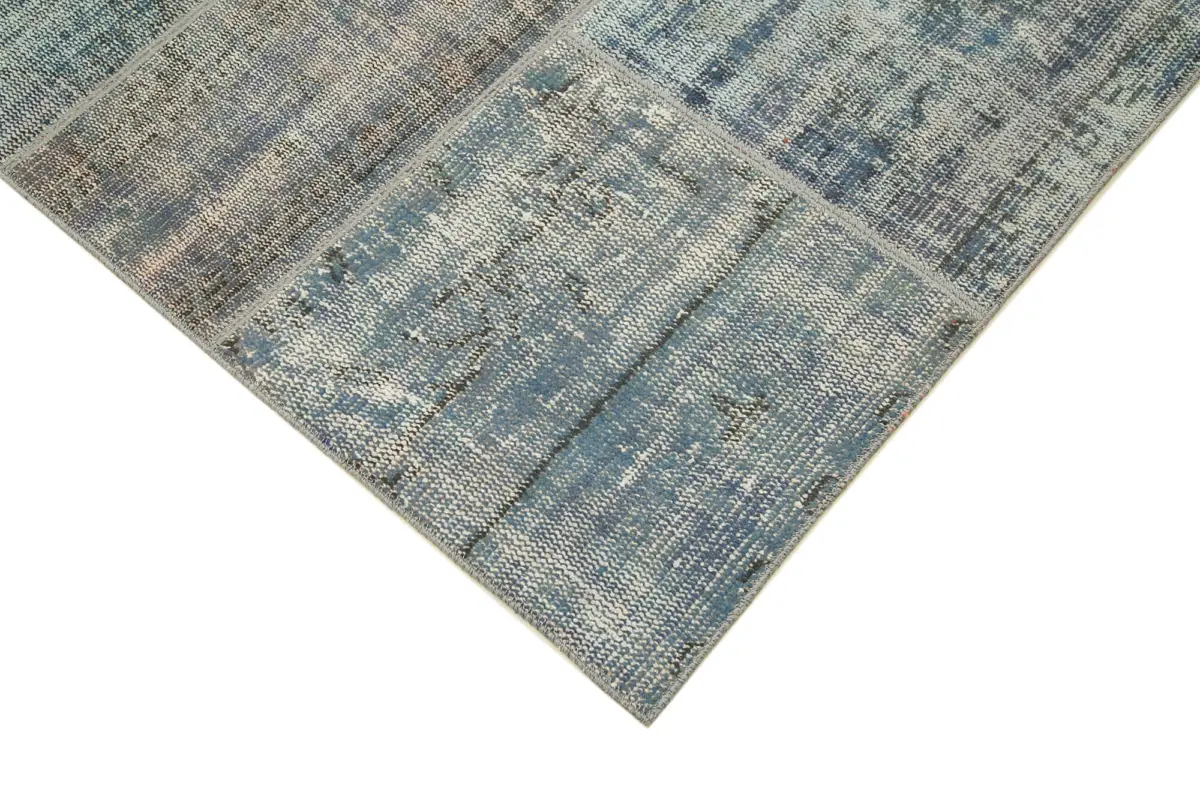 Patchwork Mavi Pamuk Üzerine Yün El Dokuma Kilim-250x357 - Görsel 4