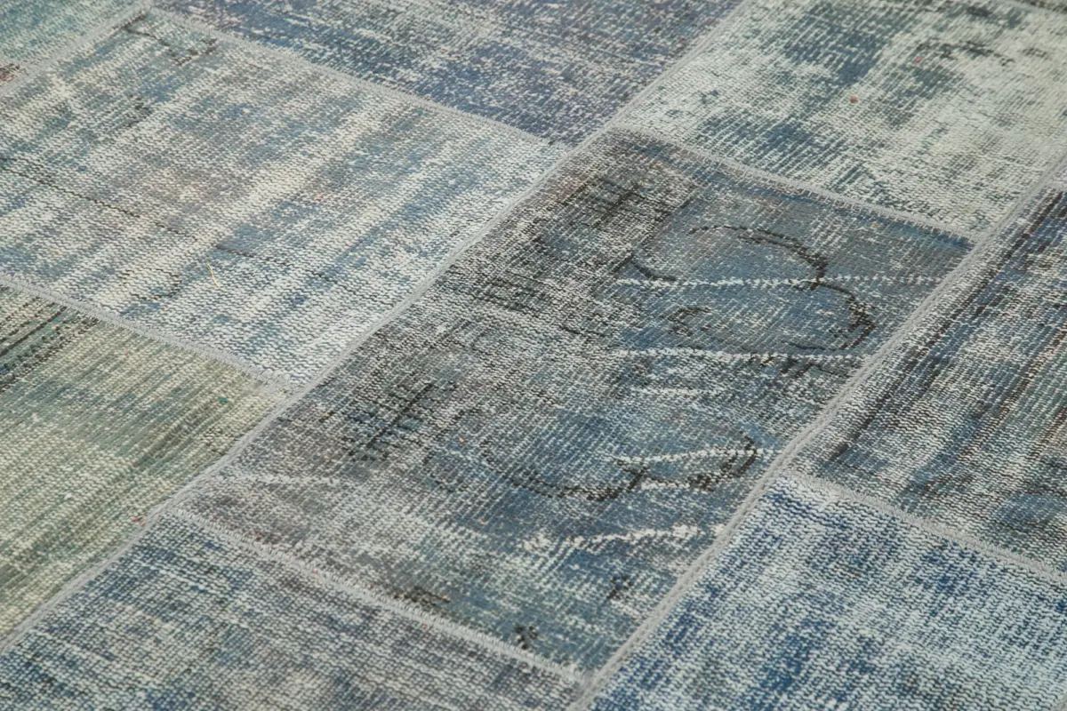 Patchwork Mavi Pamuk Üzerine Yün El Dokuma Kilim-250x357 - Görsel 5