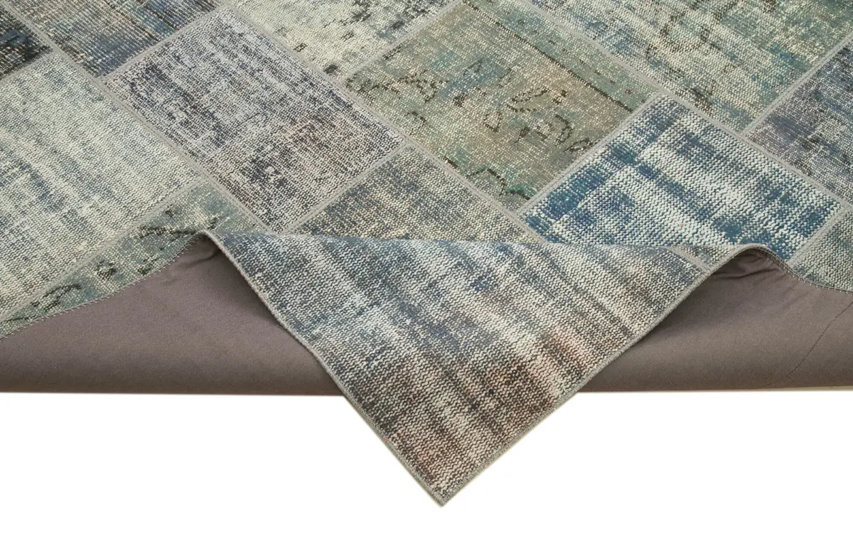 Patchwork Mavi Pamuk Üzerine Yün El Dokuma Kilim-250x357 - Görsel 6