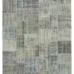Patchwork Mavi Pamuk Üzerine Yün El Dokuma Kilim-251x355