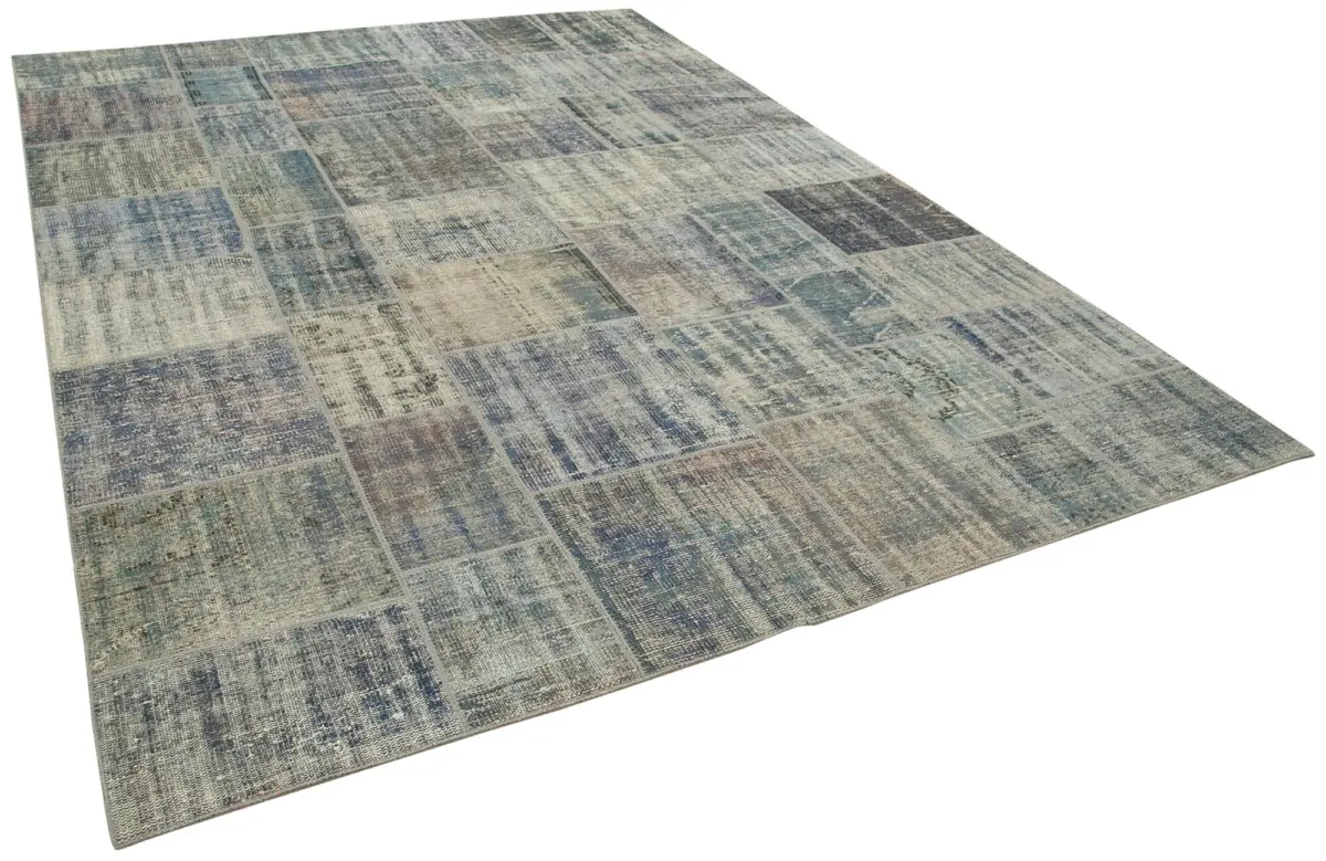 Patchwork Mavi Pamuk Üzerine Yün El Dokuma Kilim-251x355 - Görsel 2