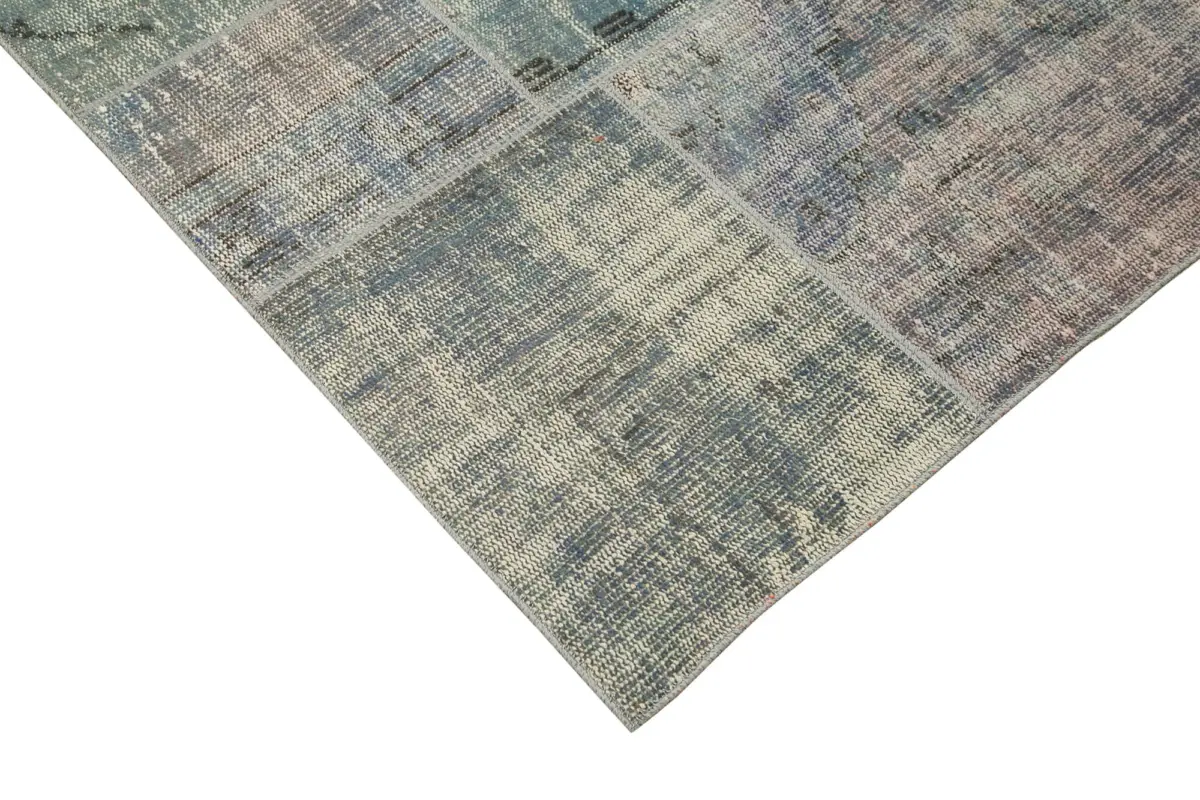 Patchwork Mavi Pamuk Üzerine Yün El Dokuma Kilim-251x355 - Görsel 4