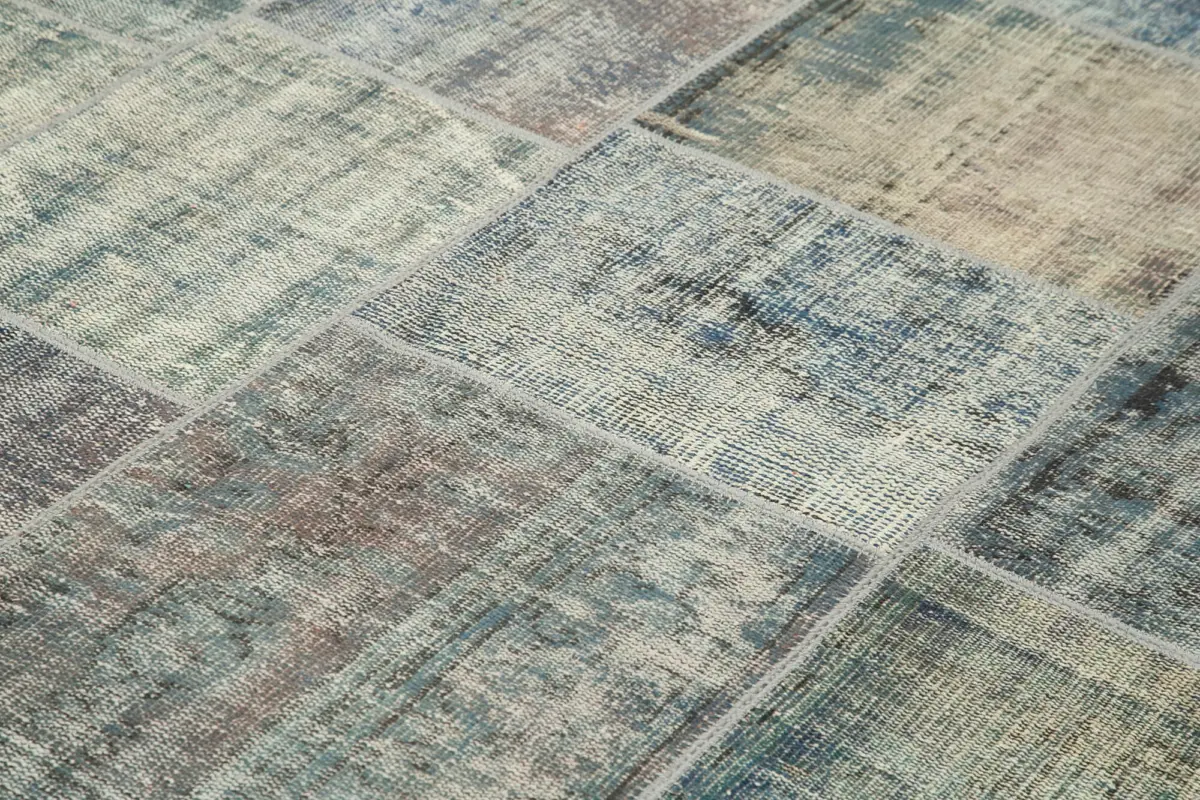 Patchwork Mavi Pamuk Üzerine Yün El Dokuma Kilim-251x355 - Görsel 5