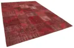 Patchwork Kırmızı Pamuk Üzerine Yün El Dokuma Kilim-250x352 - Görsel 2