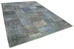 Patchwork Mavi Pamuk Üzerine Yün El Dokuma Kilim-253x356 - Görsel 2