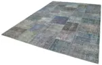 Patchwork Mavi Pamuk Üzerine Yün El Dokuma Kilim-253x356 - Görsel 3