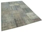Patchwork Mavi Pamuk Üzerine Yün El Dokuma Kilim-175x244 - Görsel 2