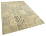 Patchwork Bej Pamuk Üzerine Yün El Dokuma Kilim-170x241 - Görsel 2