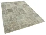 Patchwork Gri Pamuk Üzerine Yün El Dokuma Kilim-172x236 - Görsel 2