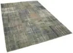 Patchwork Gri Pamuk Üzerine Yün El Dokuma Kilim-176x246 - Görsel 2