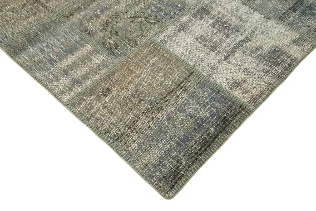 Patchwork Gri Pamuk Üzerine Yün El Dokuma Kilim-176x246 - Görsel 4
