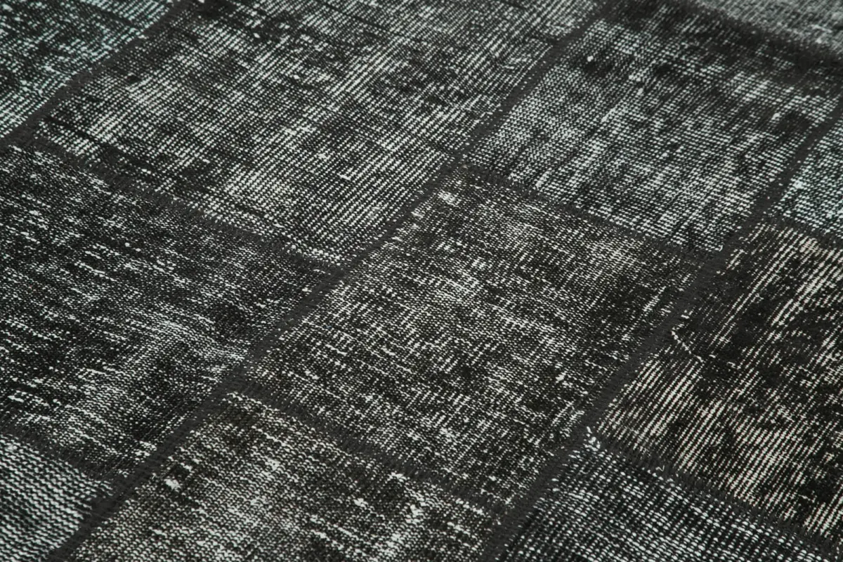 Patchwork Siyah Pamuk Üzerine Yün El Dokuma Kilim-171x242 - Görsel 5