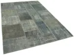 Patchwork Gri Pamuk Üzerine Yün El Dokuma Kilim-170x239 - Görsel 2