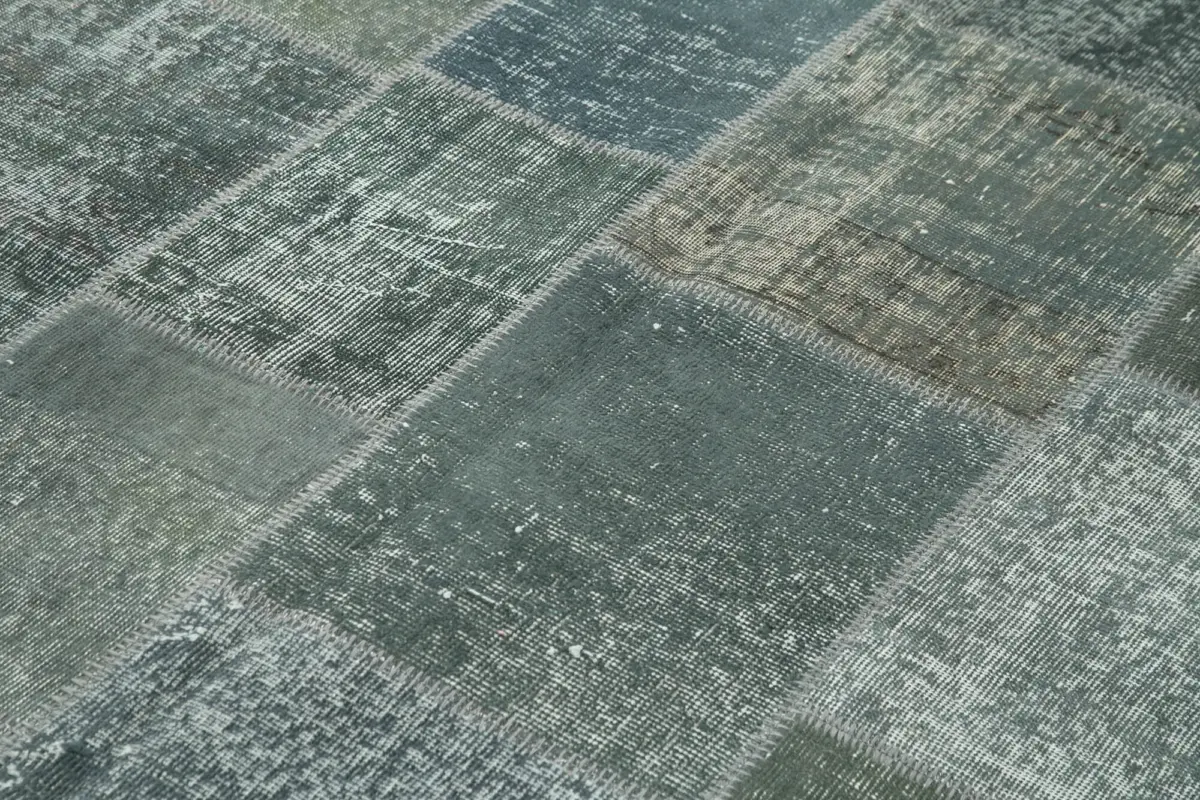 Patchwork Gri Pamuk Üzerine Yün El Dokuma Kilim-170x239 - Görsel 5