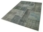 Patchwork Gri Pamuk Üzerine Yün El Dokuma Kilim-170x245 - Görsel 3