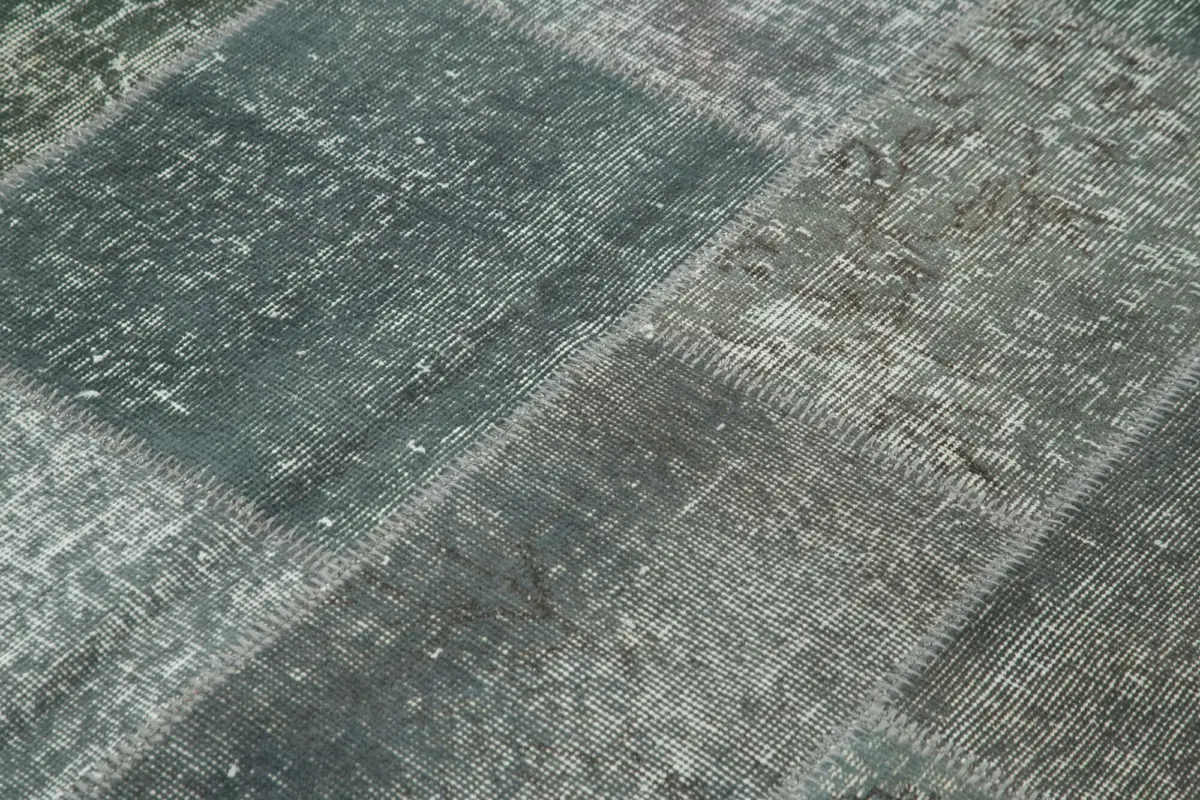 Patchwork Gri Pamuk Üzerine Yün El Dokuma Kilim-170x245 - Görsel 5
