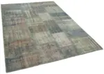 Patchwork Mavi Pamuk Üzerine Yün El Dokuma Kilim-177x246 - Görsel 2