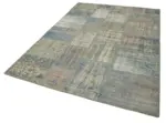Patchwork Mavi Pamuk Üzerine Yün El Dokuma Kilim-177x246 - Görsel 3
