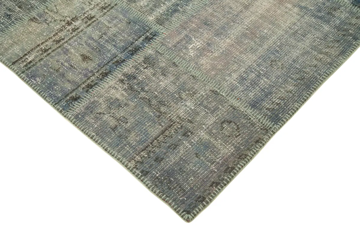 Patchwork Mavi Pamuk Üzerine Yün El Dokuma Kilim-174x243 - Görsel 4