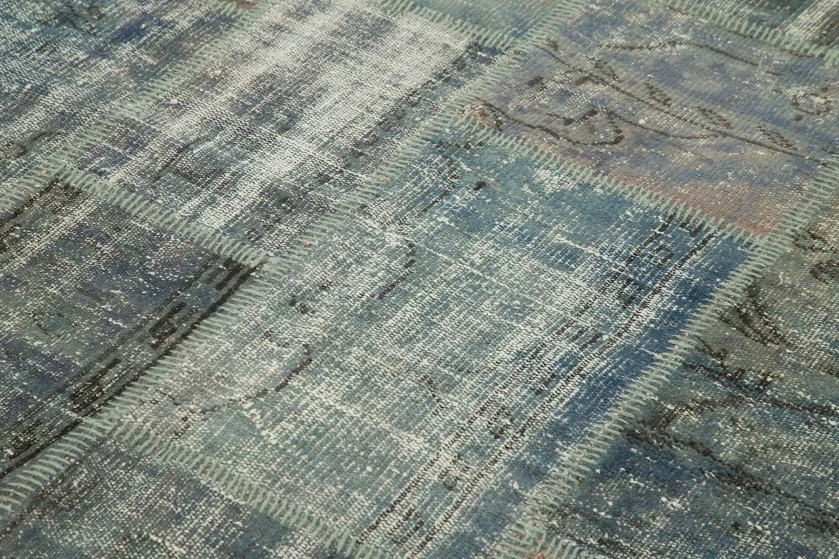 Patchwork Mavi Pamuk Üzerine Yün El Dokuma Kilim-174x243 - Görsel 5