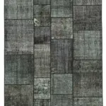 Patchwork Siyah Pamuk Üzerine Yün El Dokuma Kilim-172x240