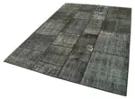 Patchwork Siyah Pamuk Üzerine Yün El Dokuma Kilim-172x240 - Görsel 3