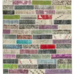 Patchwork Multi Pamuk Üzerine Yün El Dokuma Kilim-173x231