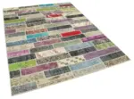 Patchwork Multi Pamuk Üzerine Yün El Dokuma Kilim-173x231 - Görsel 2