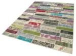 Patchwork Multi Pamuk Üzerine Yün El Dokuma Kilim-173x231 - Görsel 3