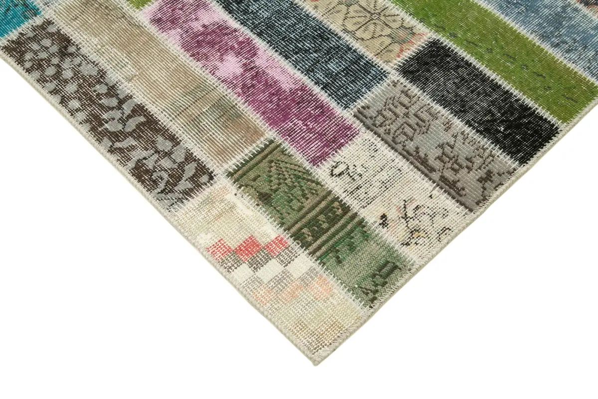 Patchwork Multi Pamuk Üzerine Yün El Dokuma Kilim-173x231 - Görsel 4