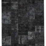 Patchwork Siyah Pamuk Üzerine Yün El Dokuma Kilim-173x242