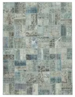 Patchwork Mavi Pamuk Üzerine Yün El Dokuma Kilim-178x235