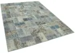 Patchwork Mavi Pamuk Üzerine Yün El Dokuma Kilim-178x235 - Görsel 2