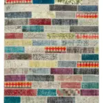 Patchwork Multi Pamuk Üzerine Yün El Dokuma Kilim-166x233