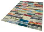 Patchwork Multi Pamuk Üzerine Yün El Dokuma Kilim-166x233 - Görsel 3