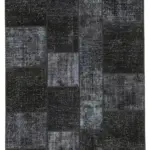 Patchwork Siyah Pamuk Üzerine Yün El Dokuma Kilim-170x243
