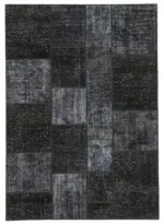 Patchwork Siyah Pamuk Üzerine Yün El Dokuma Kilim-170x243
