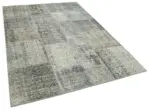 Patchwork Gri Pamuk Üzerine Yün El Dokuma Kilim-171x239 - Görsel 2