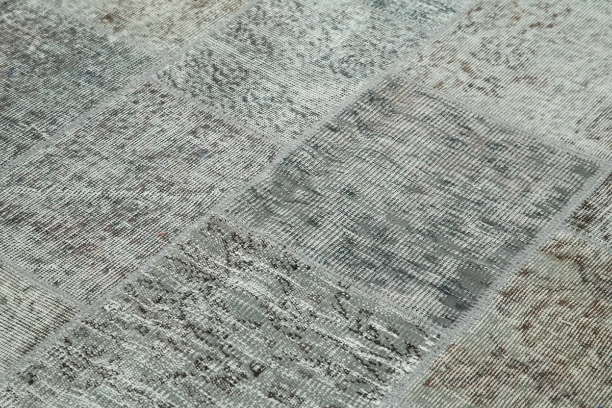 Patchwork Gri Pamuk Üzerine Yün El Dokuma Kilim-171x239 - Görsel 5